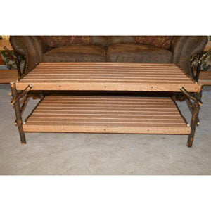 A & L Furniture Hickory Coffee Table with Shelf Table Rustic Hickory