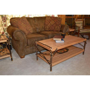 A & L Furniture Hickory Coffee Table with Shelf Table Rustic Hickory