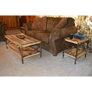 A & L Furniture Hickory Coffee Table with Shelf Table Rustic Hickory