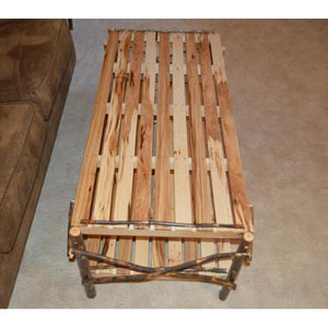 A & L Furniture Hickory Coffee Table with Shelf Table Rustic Hickory