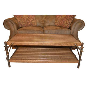 A & L Furniture Hickory Coffee Table with Shelf Table Rustic Hickory