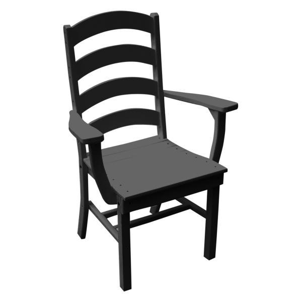 A &amp; L Furniture Ladderback Dining Chair w/ Arms Outdoor Chairs Black