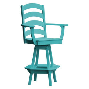 A & L Furniture Ladderback Swivel Bar Chair w/ Arms Outdoor Chairs Aruba Blue