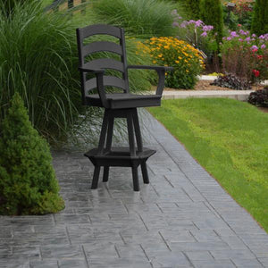 A & L Furniture Ladderback Swivel Bar Chair w/ Arms Outdoor Chairs Aruba Blue