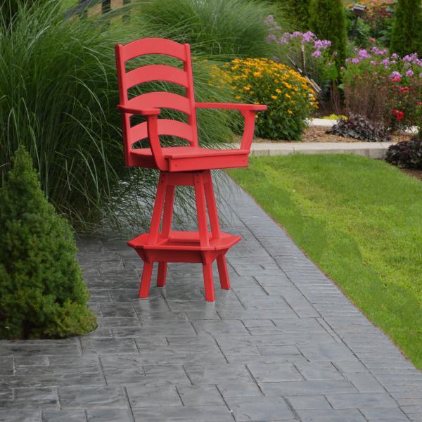 A &amp; L Furniture Ladderback Swivel Bar Chair w/ Arms Outdoor Chairs Aruba Blue