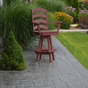 A & L Furniture Ladderback Swivel Bar Chair w/ Arms Outdoor Chairs Aruba Blue