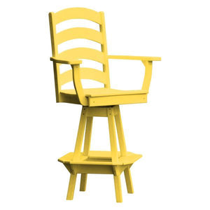 A & L Furniture Ladderback Swivel Bar Chair w/ Arms Outdoor Chairs Aruba Blue