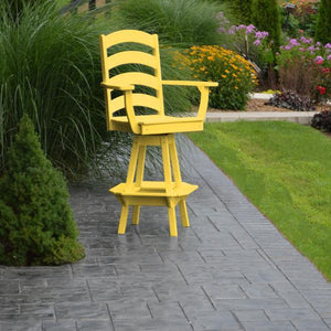 A & L Furniture Ladderback Swivel Bar Chair w/ Arms Outdoor Chairs Aruba Blue