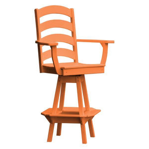 A & L Furniture Ladderback Swivel Bar Chair w/ Arms Outdoor Chairs Aruba Blue