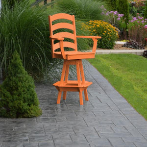 A & L Furniture Ladderback Swivel Bar Chair w/ Arms Outdoor Chairs Aruba Blue