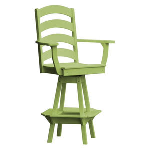 A & L Furniture Ladderback Swivel Bar Chair w/ Arms Outdoor Chairs Aruba Blue