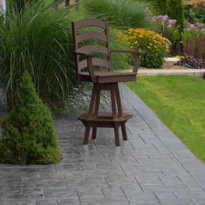 A & L Furniture Ladderback Swivel Bar Chair w/ Arms Outdoor Chairs Aruba Blue