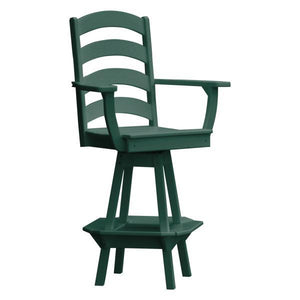 A & L Furniture Ladderback Swivel Bar Chair w/ Arms Outdoor Chairs Aruba Blue
