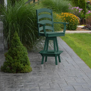 A & L Furniture Ladderback Swivel Bar Chair w/ Arms Outdoor Chairs Aruba Blue