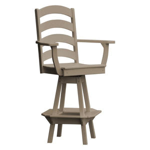 A & L Furniture Ladderback Swivel Bar Chair w/ Arms Outdoor Chairs Aruba Blue
