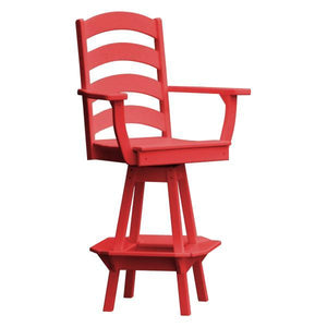A & L Furniture Ladderback Swivel Bar Chair w/ Arms Outdoor Chairs Bright Red