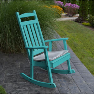 A & L Furniture Poly Classic Porch Rocker Rocker Chair Aruba Blue