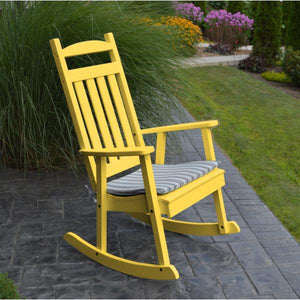 A & L Furniture Poly Classic Porch Rocker Rocker Chair Lemon-Yellow