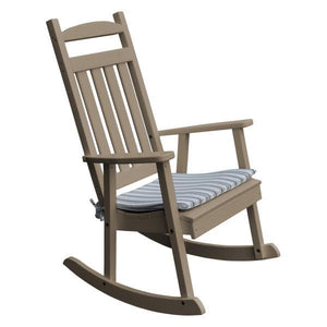 A & L Furniture Poly Classic Porch Rocker Rocker Chair Weathered-Wood