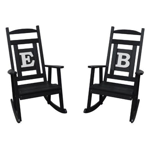 A & L Furniture Poly Classic Rocker with Monogram Rocker Chair A / Black