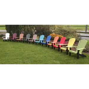 A & L Furniture Poly Fanback Adirondack Chair with Black Frame Outdoor Chairs Aruba Blue
