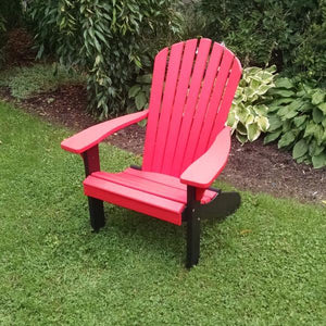 A & L Furniture Poly Fanback Adirondack Chair with Black Frame Outdoor Chairs Bright Red