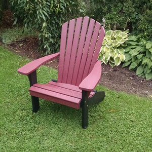 A & L Furniture Poly Fanback Adirondack Chair with Black Frame Outdoor Chairs Cherrywood