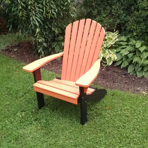 A & L Furniture Poly Fanback Adirondack Chair with Black Frame Outdoor Chairs Orange