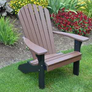 A & L Furniture Poly Fanback Adirondack Chair with Black Frame Outdoor Chairs Tudor Brown