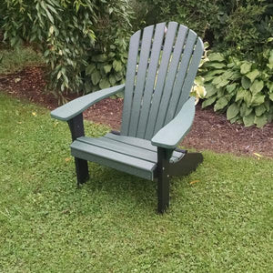 A & L Furniture Poly Fanback Adirondack Chair with Black Frame Outdoor Chairs Turf Green