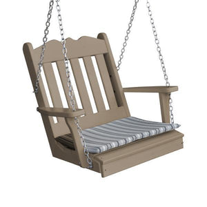 A & L Furniture Poly Royal English Chair Swing Porch Swing Weathered Wood