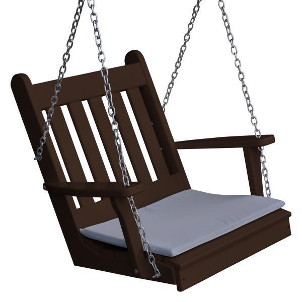 A &amp; L Furniture Poly Traditional English Chair Swing Porch Swing Tudor Brown