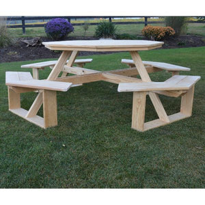 A & L Furniture Pressure Treated Pine 54” Octagon Walk-In Table Picnic Table Unfinished / No