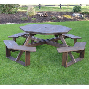 A & L Furniture Pressure Treated Pine 54” Octagon Walk-In Table Picnic Table Unfinished / No