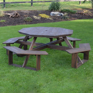 A & L Furniture Pressure Treated Pine 54” Octagon Walk-In Table Picnic Table Unfinished / No