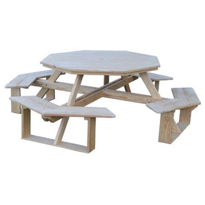 A & L Furniture Pressure Treated Pine 54” Octagon Walk-In Table Picnic Table Unfinished / No