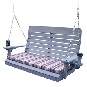 A & L Furniture Pressure Treated Pine Highback Porch Swing Porch Swings 4ft / Gray