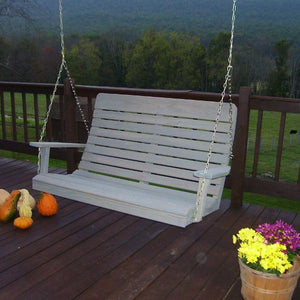 A & L Furniture Pressure Treated Pine Highback Porch Swing Porch Swings 4ft / Unfinished