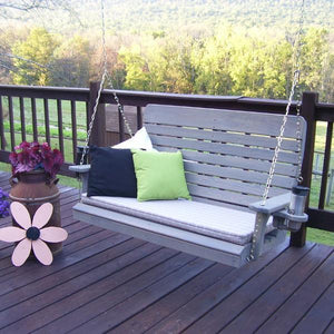 A & L Furniture Pressure Treated Pine Highback Porch Swing Porch Swings 4ft / Unfinished