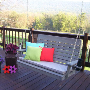 A & L Furniture Pressure Treated Pine Highback Porch Swing Porch Swings 4ft / Unfinished