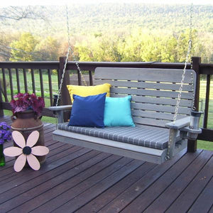 A & L Furniture Pressure Treated Pine Highback Porch Swing Porch Swings 4ft / Unfinished