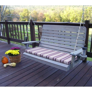 A & L Furniture Pressure Treated Pine Highback Porch Swing Porch Swings 4ft / Unfinished