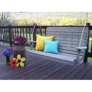 A & L Furniture Pressure Treated Pine Highback Porch Swing Porch Swings 4ft / Unfinished