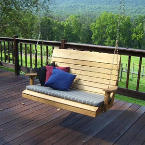 A & L Furniture Pressure Treated Pine Highback Porch Swing Porch Swings 4ft / Unfinished