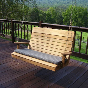 A & L Furniture Pressure Treated Pine Highback Porch Swing Porch Swings 4ft / Unfinished