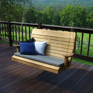 A & L Furniture Pressure Treated Pine Highback Porch Swing Porch Swings 4ft / Unfinished