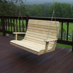 A & L Furniture Pressure Treated Pine Highback Porch Swing Porch Swings 4ft / Unfinished