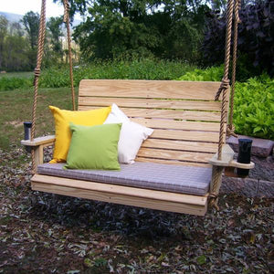 A & L Furniture Pressure Treated Pine Highback Porch Swing Porch Swings 4ft / Unfinished