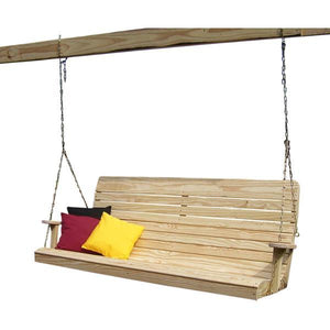 A & L Furniture Pressure Treated Pine Highback Porch Swing Porch Swings 4ft / Unfinished