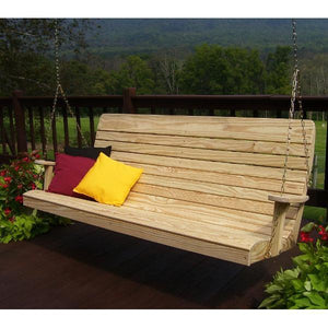 A & L Furniture Pressure Treated Pine Highback Porch Swing Porch Swings 4ft / Unfinished